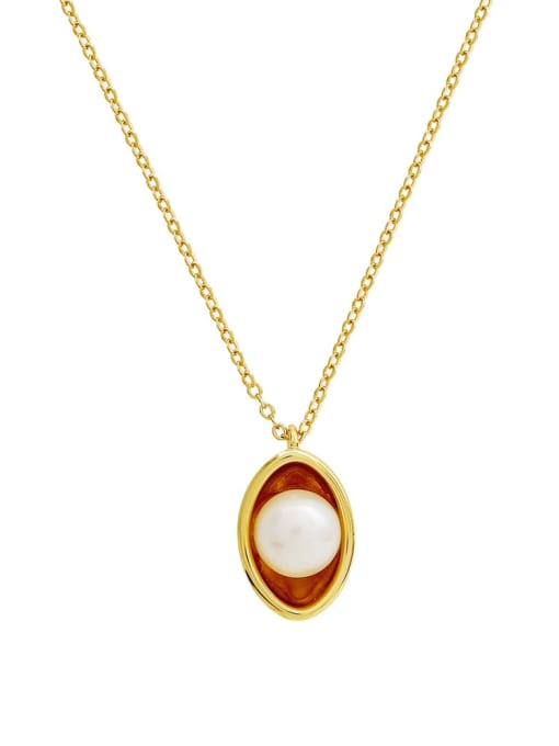 HYACINTH Brass Imitation Pearl Irregular Minimalist Necklace 2