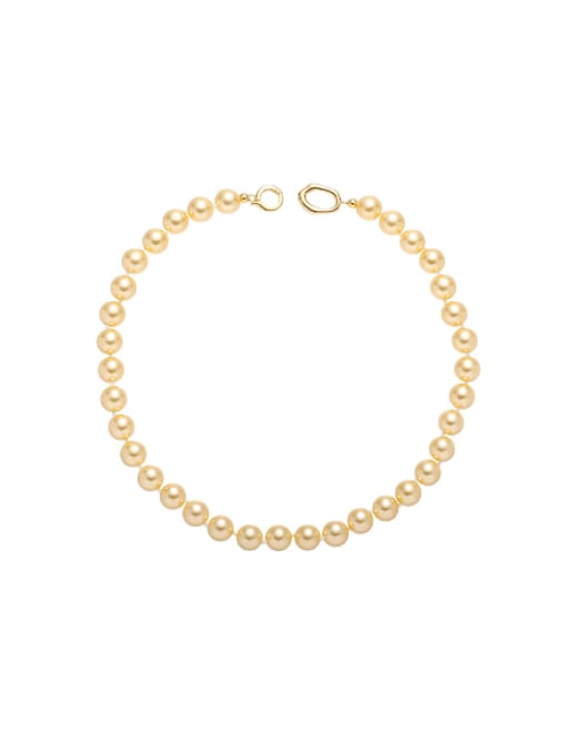 golden Brass Imitation Pearl Geometric Minimalist Necklace