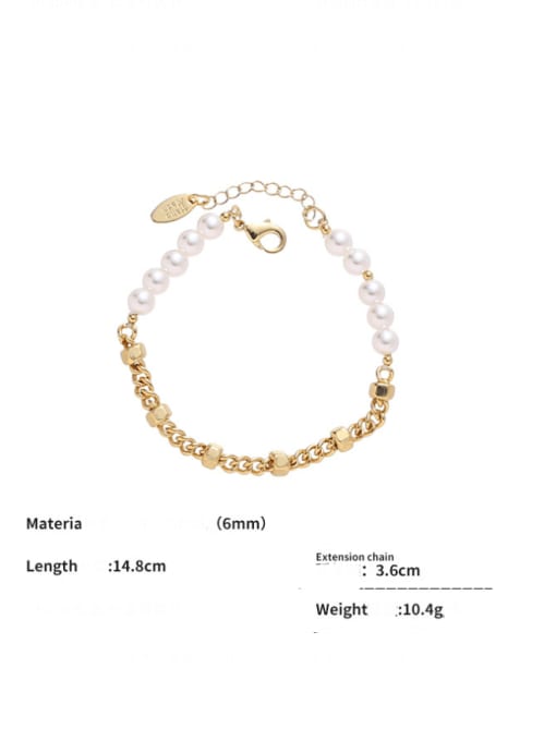ACCA Brass Imitation Pearl Minimalist Geometric  Bracelet and Necklace Set 4
