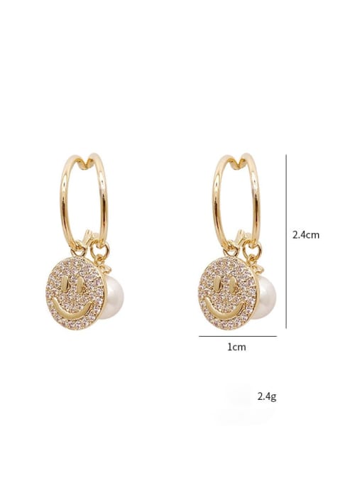 YOUH Brass Cubic Zirconia Smiley Dainty Stud Earring 2