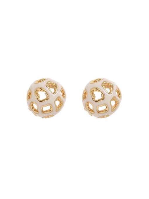Hollow out earrings Brass Enamel Ball Minimalist Stud Earring