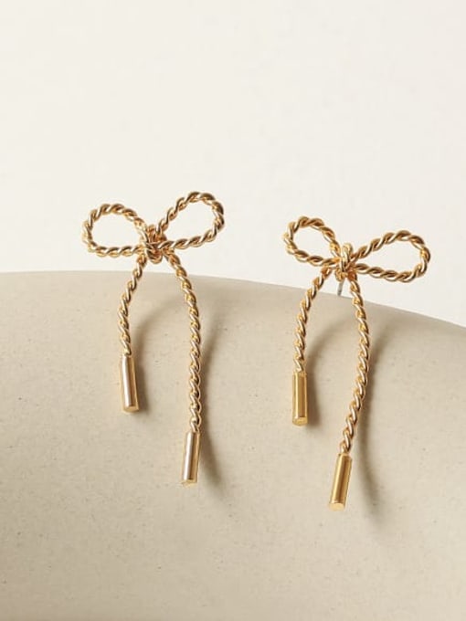 ACCA Brass Hollow Bowknot Ethnic Stud Earring 2