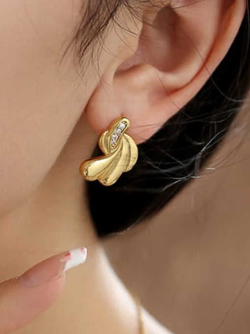 Five Color Brass Cubic Zirconia Irregular Minimalist Stud Earring 2