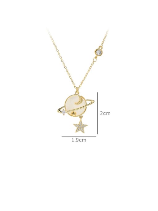 YOUH Brass Cubic Zirconia Planet Dainty Necklace 3