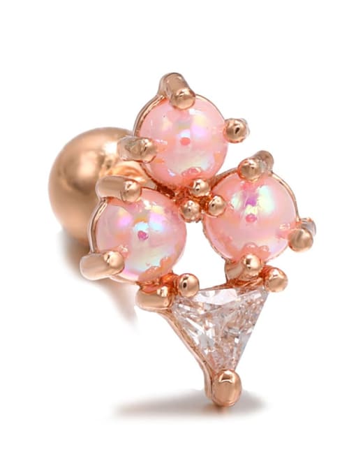 Pink egg cone rose gold Brass Cubic Zirconia Irregular Trend Single Earring(Single+Only One)