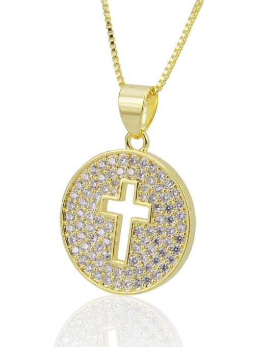 renchi Brass Cross  Cubic Zirconia Earring and Necklace Set 4