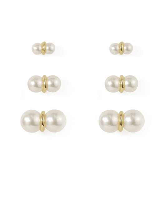 Five Color Alloy Imitation Pearl Geometric Cute Stud Earring 0