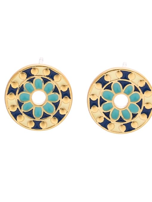 Style 9 Brass Enamel Geometric Ethnic Stud Earring