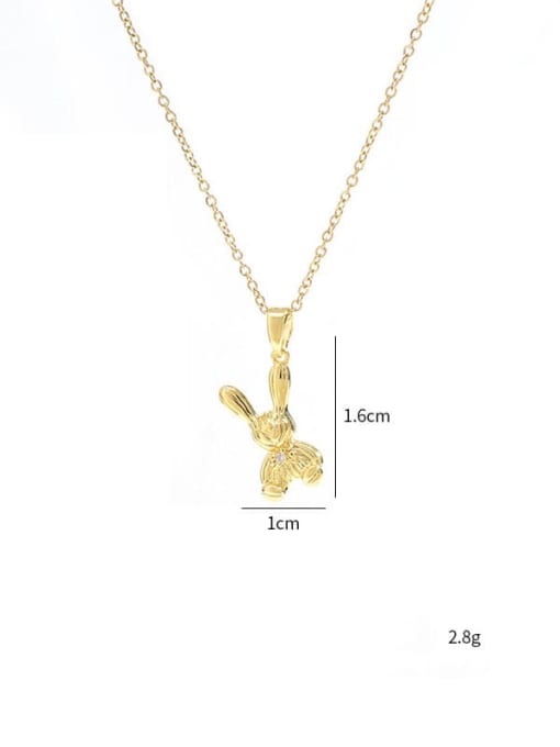 YOUH Brass Cubic Zirconia Rabbit Cute Necklace 2