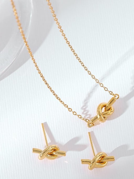 Five Color Brass Minimalist Bowknot  Earring and Necklace Set 1