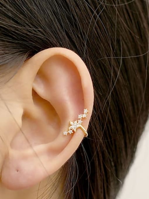 HYACINTH Brass Cubic Zirconia Star Dainty Stud Trend Korean Fashion Earring 1