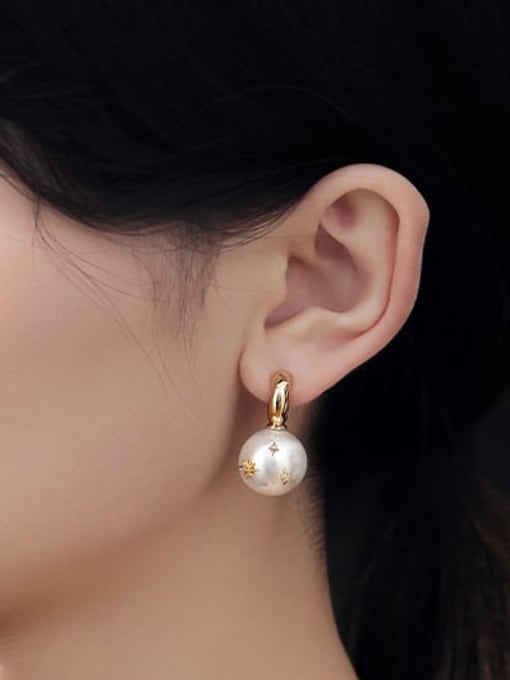 ACCA Brass Freshwater Pearl Star Vintage Drop Earring 1