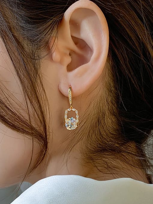 Papara Alloy Rhinestone Geometric Minimalist Hook Earring 1