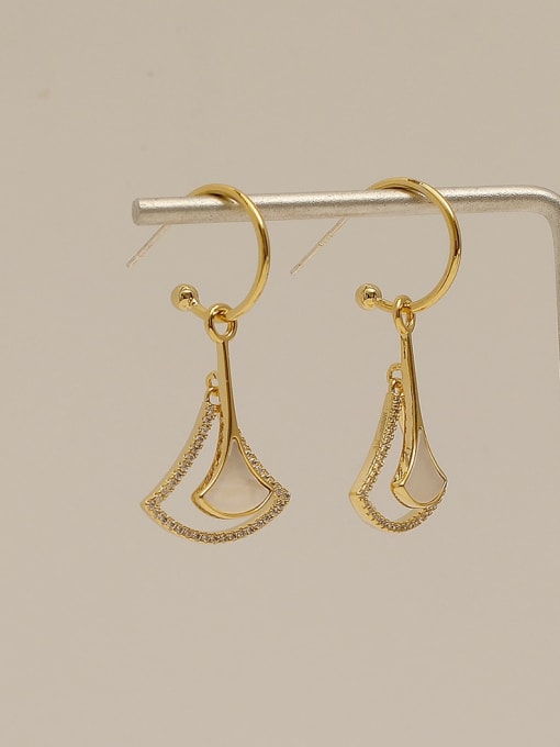 HYACINTH Brass Shell Triangle Minimalist Hook Trend Korean Fashion Earring 2