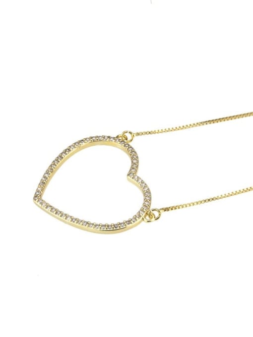 renchi Brass Cubic Zirconia Heart Minimalist Pendant Necklace 3