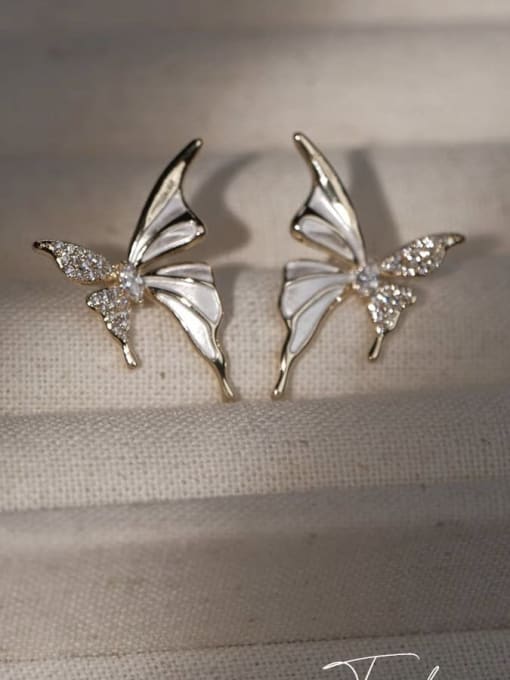 YOUH Brass Enamel Butterfly Minimalist Stud Earring 2