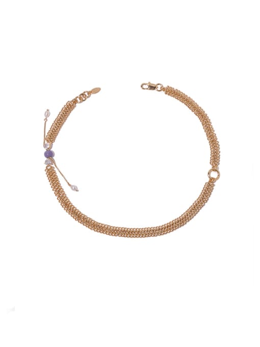 Gold (adjustable) Brass Imitation Pearl Geometric Vintage Necklace