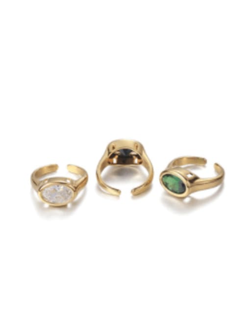 Emerald zircon Brass Glass Stone Geometric Vintage Band Ring