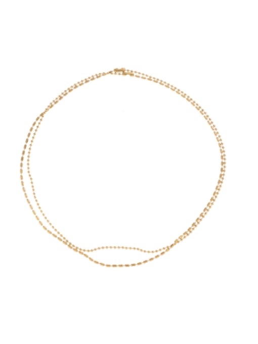 Model 2 round bead flat bead chain Titanium Steel Imitation Pearl Geometric Minimalist Necklace