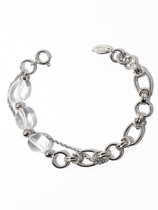 Platinum Brass Bead Geometric Chain Vintage Link Bracelet