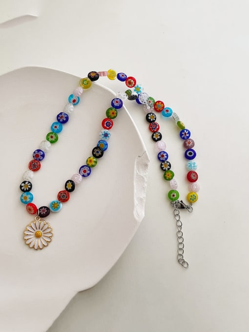 ZRUI Alloy Resin Flower Trend Beaded Necklace 2