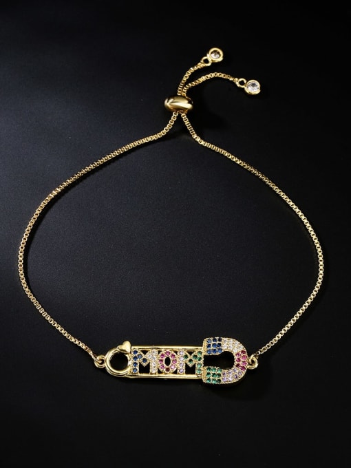 AOG Brass Cubic Zirconia Letter Vintage Adjustable Bracelet 0