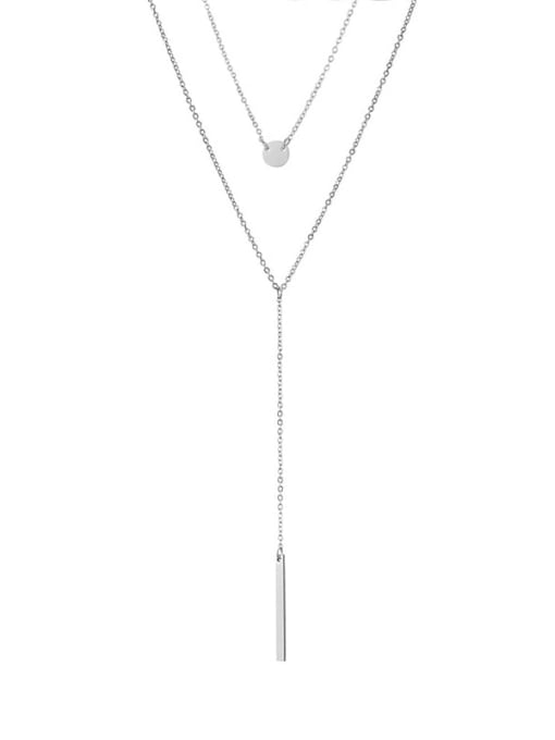 Steel color Stainless steel Tassel Minimalist Multi Strand Necklace