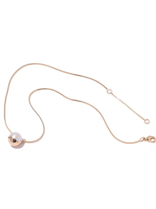 ACCA Brass Imitation Pearl Ball Hip Hop Necklace 0
