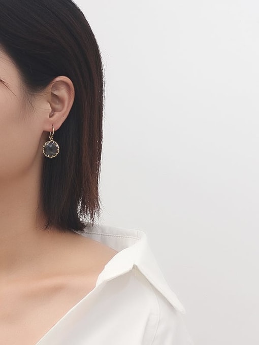 HYACINTH Copper Glass stone Water Drop Minimalist Hook Trend Korean Fashion Earring 3