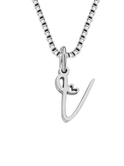 V stainless steel Stainless steel Letter Minimalist Necklace
