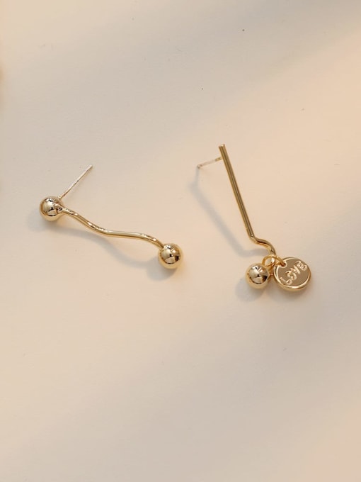 HYACINTH Copper Bead Letter Minimalist Drop Trend Korean Fashion Earring 3