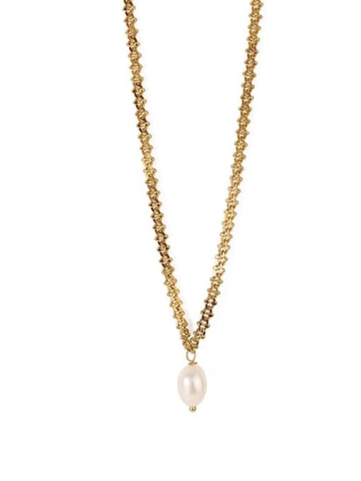 Flat chain Brass Freshwater Pearl Irregular Minimalist Necklace