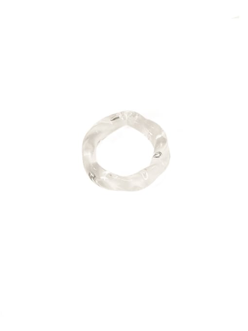 ACCA Transparent Glass White Round Minimalist Band Ring 0