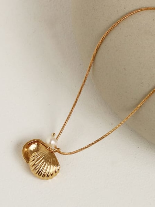 ACCA Brass Imitation Pearl Geometric Minimalist Necklace
