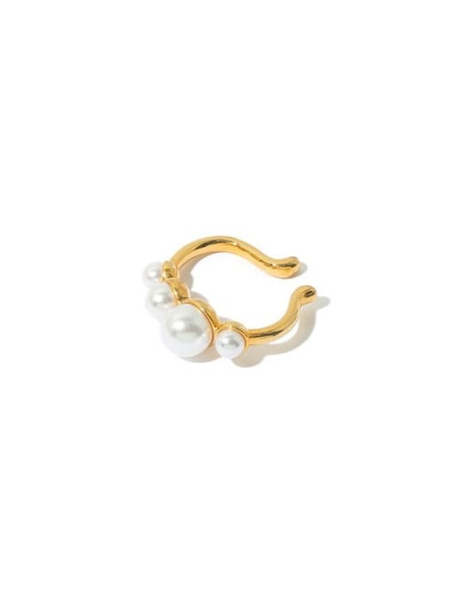 ACCA Brass Imitation Pearl Geometric Minimalist Single Earring(Single-Only One) 2