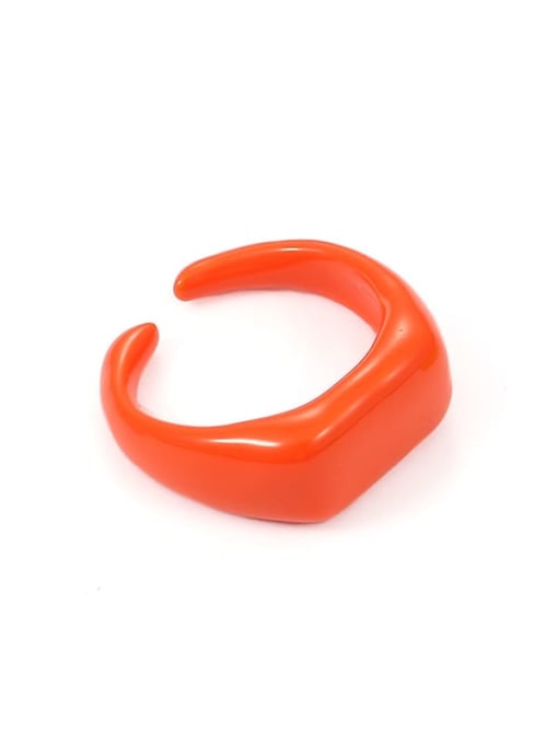 Orange Zinc Alloy Enamel Geometric Minimalist Band Ring