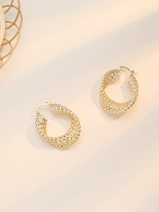 14K  gold Copper Geometric Minimalist Metal twisted multilayer Hoop Trend Korean Fashion Earring
