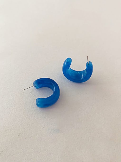 ZRUI Alloy Resin Geometric Vintage semicircle C Stud Earring 0