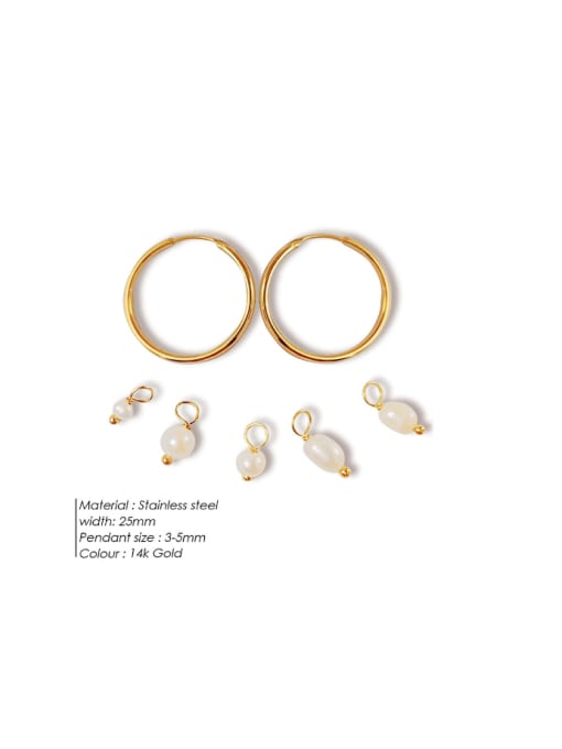 golden Stainless steel Imitation Pearl Geometric Minimalist Huggie Earring