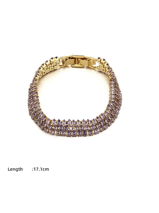 ACCA Brass Cubic Zirconia Geometric Luxury Link Bracelet 2