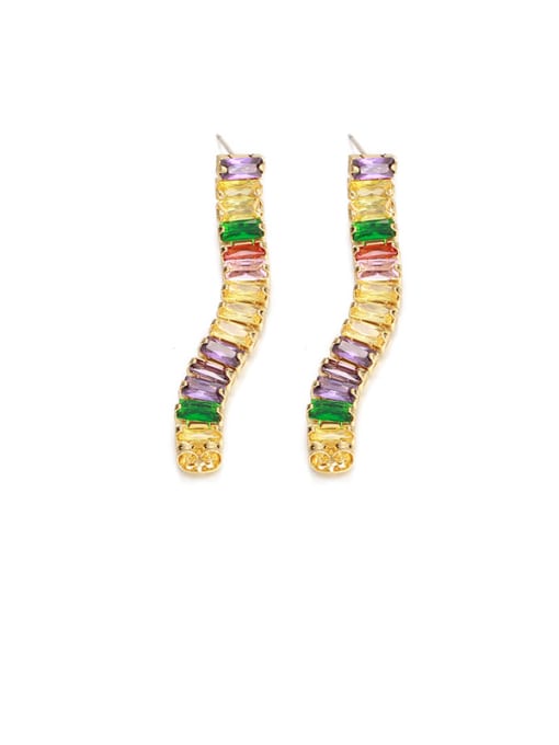 Color zircon Brass Cubic Zirconia Rainbow Minimalist Drop Earring