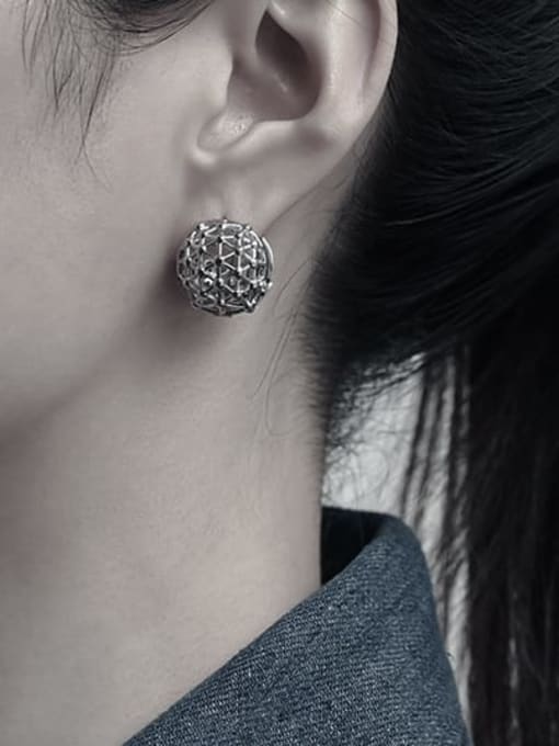 TINGS Brass Hollow Round Ball Vintage Single Earring(Single-Only One) 1