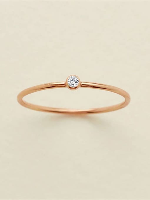 April White Rose Gold Stainless steel Birthstone Geometric Minimalist Band Ring