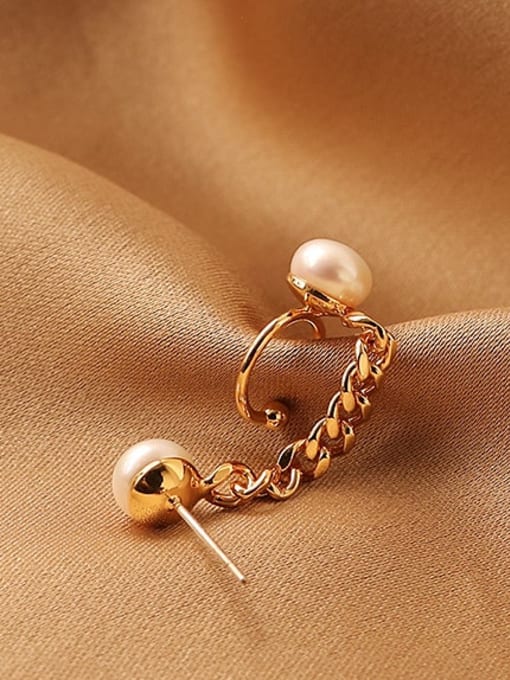 ACCA Brass Imitation Pearl Geometric Vintage Single Earring(Single-Only One) 2