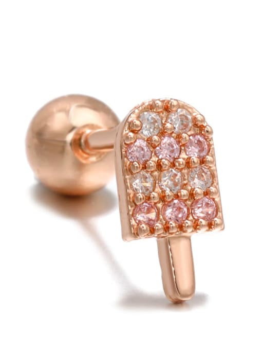 Popsicle rose gold Brass Cubic Zirconia Irregular Trend Single Earring(Single+Only One)