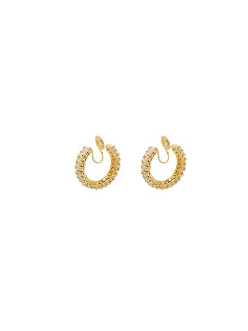 HYACINTH Brass Cubic Zirconia Geometric Dainty Clip Earring 0