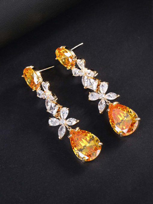 13 Brass Cubic Zirconia Multi Color Heart Luxury Cluster Earring