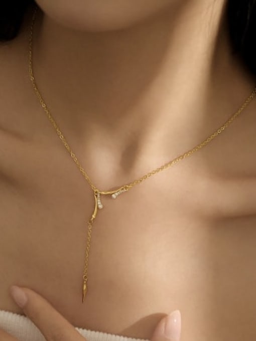 ACCA Brass Tassel Minimalist Lariat Necklace 3