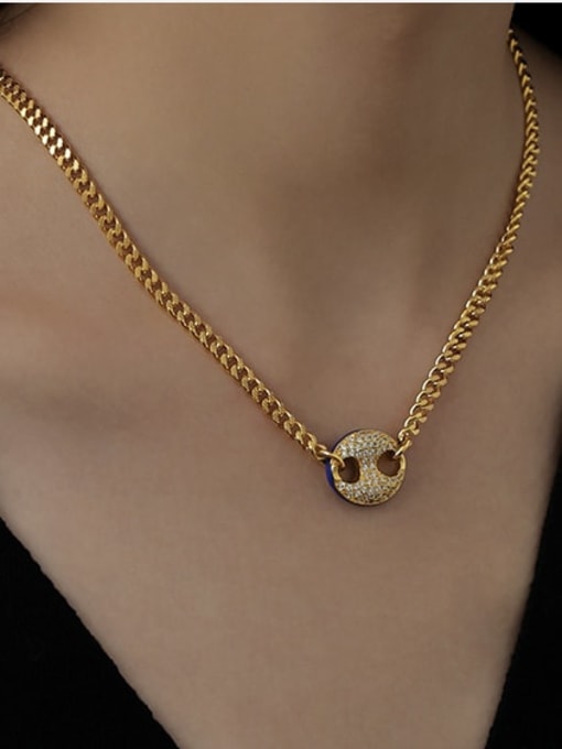 ACCA Brass Cubic Zirconia Geometric Vintage Necklace 1