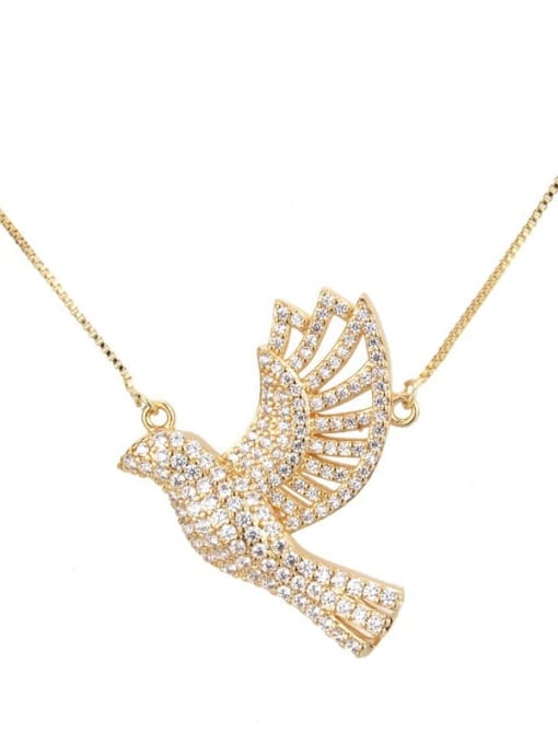 Gold plated white zircon Brass Cubic Zirconia Bird Dainty Necklace